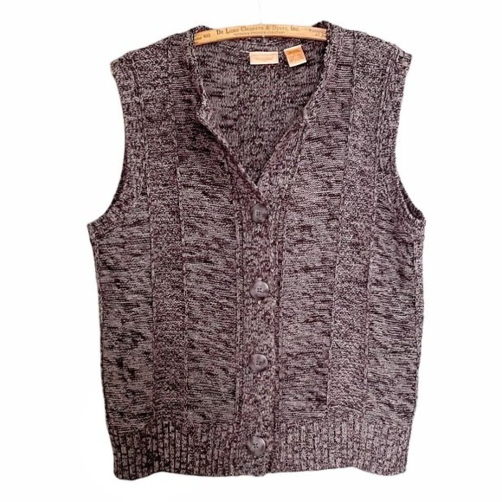 North Crest Button Front Lightweight Sweater Vest Heather Charcoal Size Large